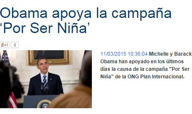 Obama apoya la campaña ‘Por Ser Niña’