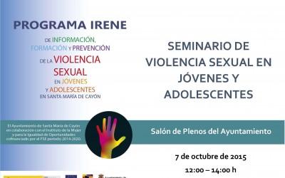 El próximo 7 de octubre tendrá lugar en Santa María de Cayón el Seminario de Violencia Sexual en Jóvenes y Adolescentes para profesionales del municipio